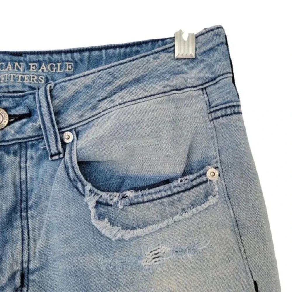 American Eagle Tomgirl Distressed Jeans Womens 6 Blue Ripped Relaxed Fit Casual - Picture 4 of 16